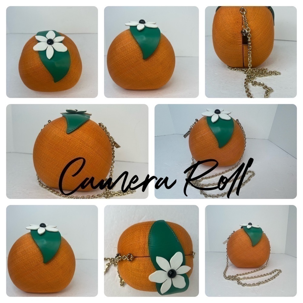 Kate Spade Orange Fruit Spice Things Up Novelty Straw Crossbody Purse Handbag - Picture 15 of 16